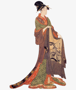 宫装妇女古代日本妇女插画高清图片