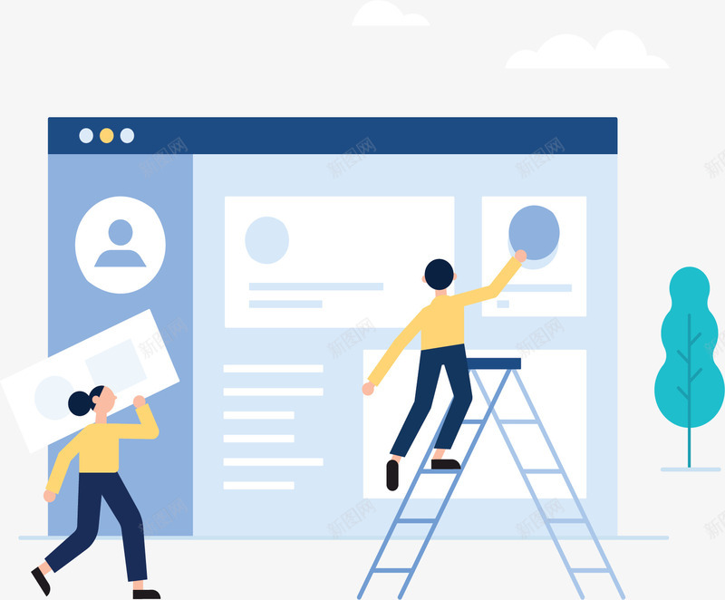 团队合作搭建网站矢量图ai免抠素材_新图网 https://ixintu.com 团队 团队合作 搭建网站 界面设计 矢量png 网站 矢量图
