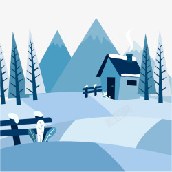 雪景插画矢量图素材