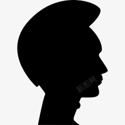 男侧脸黑色剪影人的头发的形状在头侧视图的轮廓图标高清图片