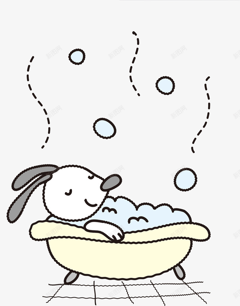 洗澡的小狗png免抠素材_新图网 https://ixintu.com 卡通 可爱的 小狗 洗澡的 澡盆 简笔 舒适的
