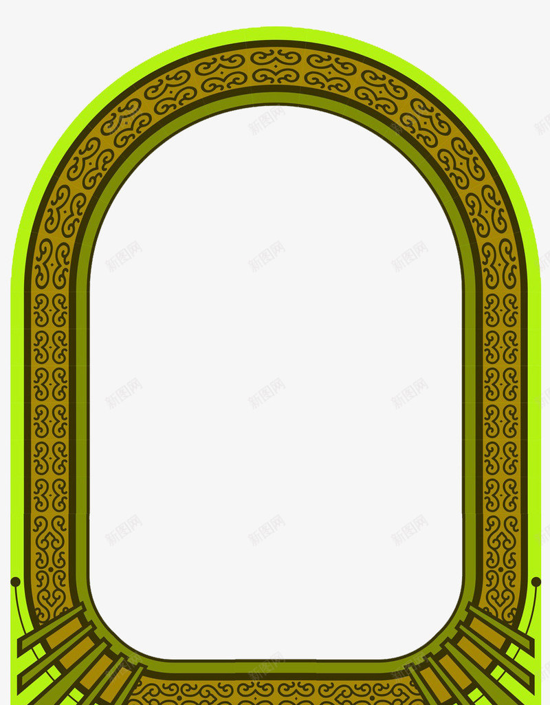 门型边框png免抠素材_新图网 https://ixintu.com 圆角矩形边框 矩形 绿色 边框 门型