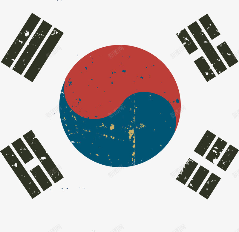 com 卡通国旗 国旗 矢量国旗 韩国元素 韩国国旗
