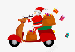 彩色鹿头圣诞鹿车送礼装饰矢量图高清图片