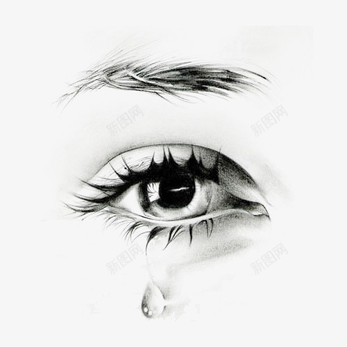 流泪的眼睛特写png免抠素材_新图网 https://ixintu.com 人物特写 悲伤 手绘 流泪的眼睛 素描