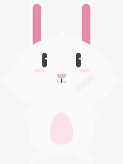 黑眼睛可爱的白色小兔子矢量图高清图片