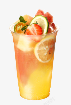夏日水果茶西瓜草莓柠檬果茶高清图片