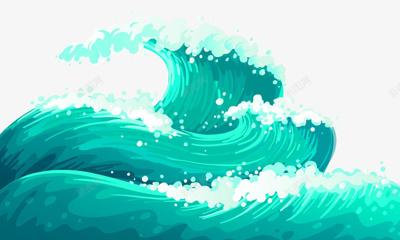 蓝色大气海浪装饰图案png免抠素材_新图网 https://ixintu.com 免抠PNG 大气 海浪 蓝色 装饰图案