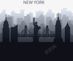 纽约剪影美国纽约城市剪影高清图片