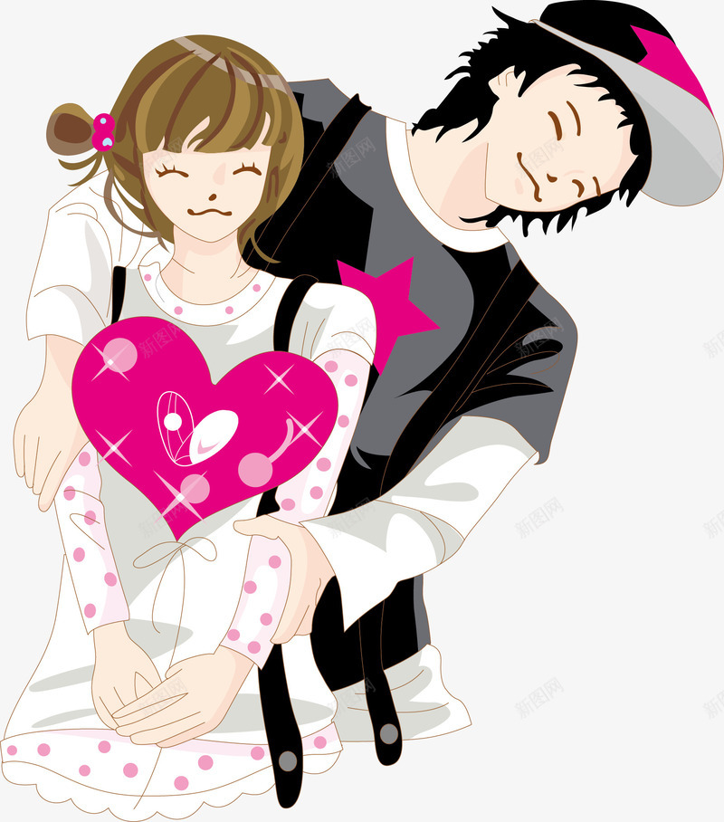 相拥的情侣png免抠素材_新图网 https://ixintu.com 卡通人物 拥抱 爱心 男女拥抱 相依