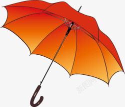 手绘插图撑开的橙色雨伞素材