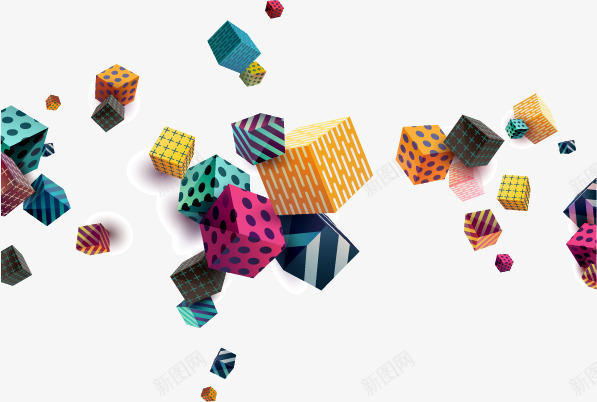 漂浮几何立体背景png免抠素材_新图网 https://ixintu.com 几何 方块 炫彩 科技 立体 简约 背景