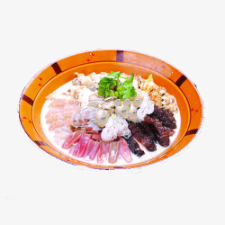 海鲜一锅烩农家三鲜汤高清图片