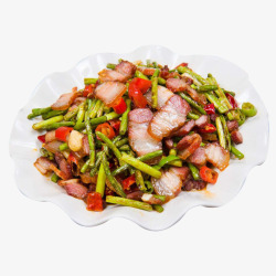 长沙小炒肉湘菜系列美食蒜台炒肉高清图片