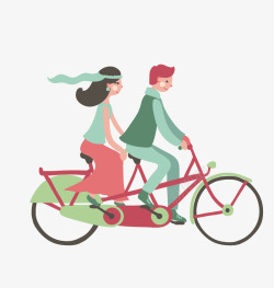 双人脚踏车一对情侣高清图片