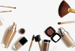 美妆各色眼影化妆品和工具高清图片
