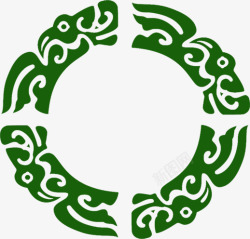 绿色天然传统云纹圆形素材