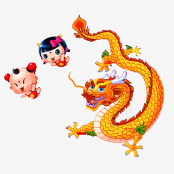 童子舞龙素材