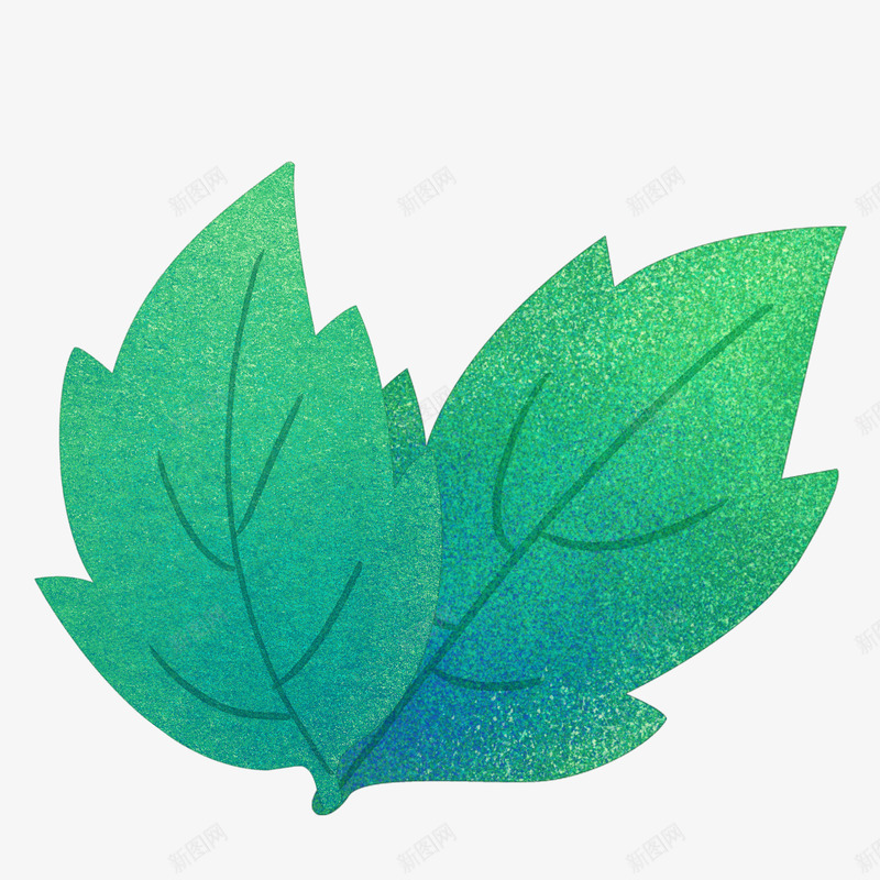 肌理绿色叶子png免抠素材_新图网 https://ixintu.com 插画 绿叶 绿色的叶子 肌理