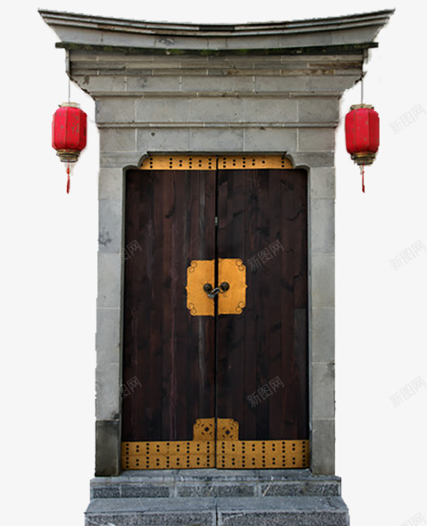 中国风大门png免抠素材_新图网 https://ixintu.com 中国风 中式大门 中式庭院 传统 古典 建筑 木质大门 灯笼