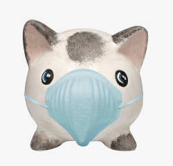 防尘透气带口罩的小猪高清图片