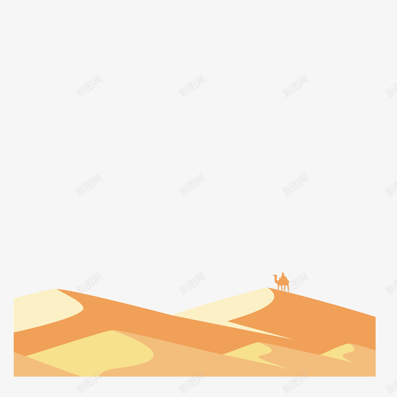 沙漠骆驼风景装饰案矢量图ai免抠素材_新图网 https://ixintu.com 卡通 反光 沙漠 渐变 纹理 纹路 线条 装饰 质感 骆驼 矢量图