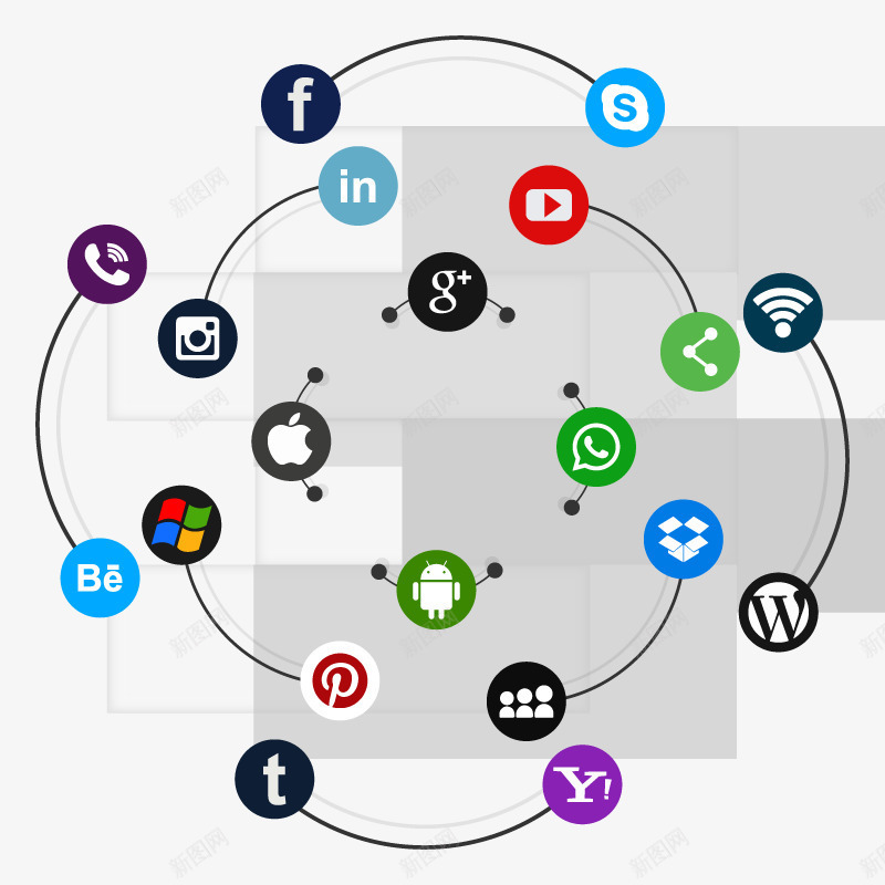 网络社交矢量图eps免抠素材_新图网 https://ixintu.com 分析 安装 推特 社交 雅虎 矢量图