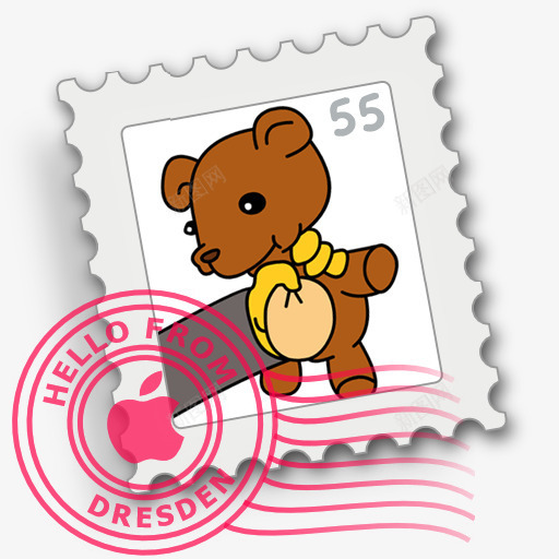 卡通小熊邮票图标png_新图网 https://ixintu.com 卡通 小熊 邮票