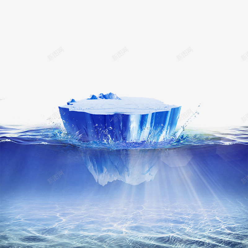 海面漂浮冰山png免抠素材_新图网 https://ixintu.com 冰山 模型 水花 海面 漂浮