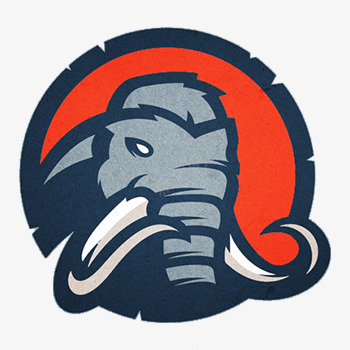 logo图标png_新图网 https://ixintu.com 两个白色的象牙 外圆有锯齿 大象的头 红色背景
