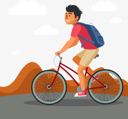 骑行包手绘骑自行车的男生高清图片