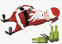 喝醉酒的圣诞老人躺着素材