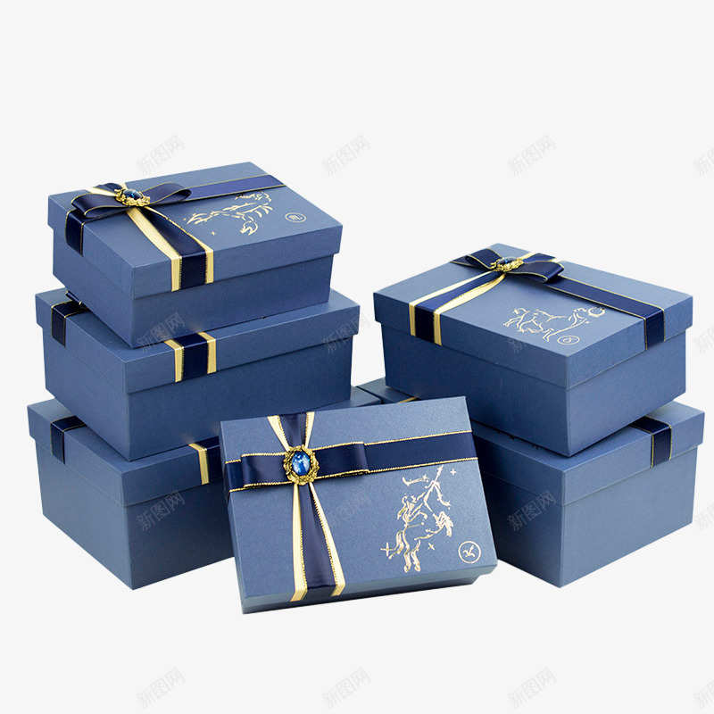 礼品包装盒png_新图网 https://ixintu.com 包装盒 礼品盒 蓝色包装盒 蓝色蝴蝶结