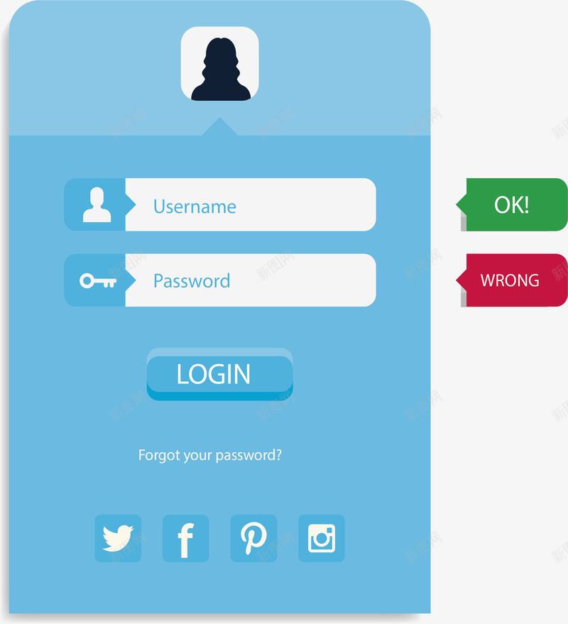 蓝色网站登录界面矢量图ai免抠素材_新图网 https://ixintu.com 登录 登录框 登录界面 矢量png 网站登录 蓝色界面 矢量图
