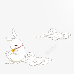 简约梅花简笔画中秋兔子高清图片