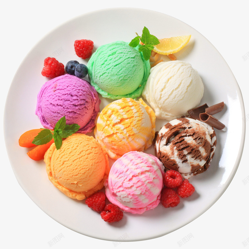 一盘彩色的冰淇淋png免抠素材_新图网 https://ixintu.com 冰淇淋 瓷盘 盘子 蛋糕底盘 西式餐盘 西餐盘 餐具 餐盘