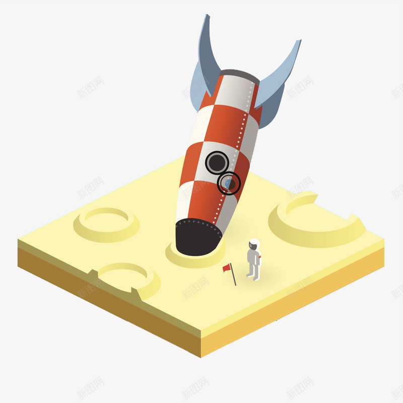 碰撞的火箭psd免抠素材_新图网 https://ixintu.com 太空旅行器 着陆 空间探索 航天飞机 落下