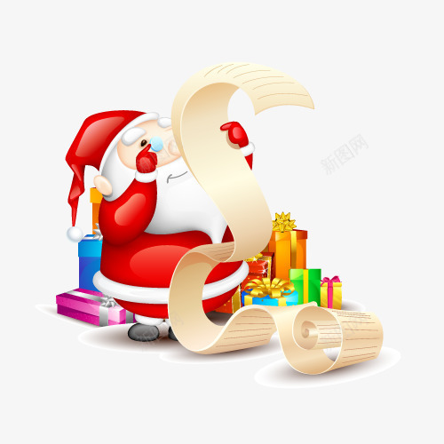 圣诞老人的清单png免抠素材_新图网 https://ixintu.com 卡通手绘 圣诞老人 圣诞节 清单 礼物 礼盒 节日