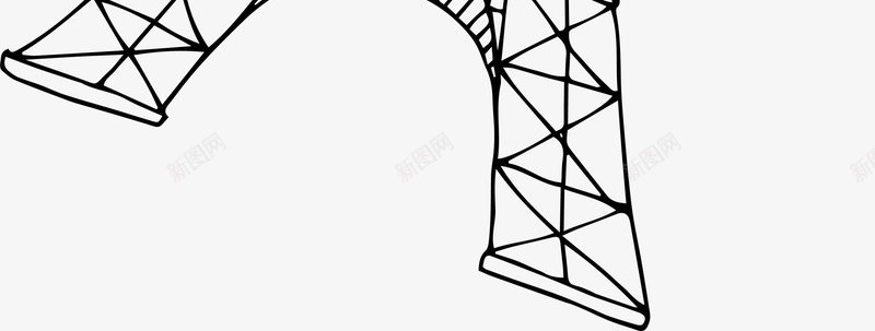 黑色线条高塔png免抠素材_新图网 https://ixintu.com 埃菲尔铁塔 建筑 简约塔楼 装饰图案 铁塔 黑色高塔