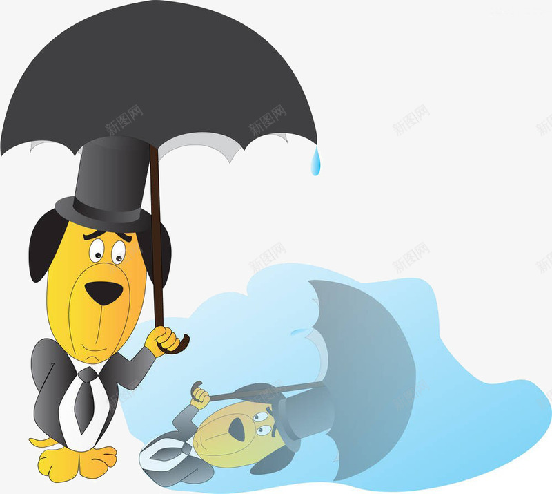 小狗打伞看自己的倒影png免抠素材_新图网 https://ixintu.com 与倒影相约 与您相约 小狗 打伞 雨