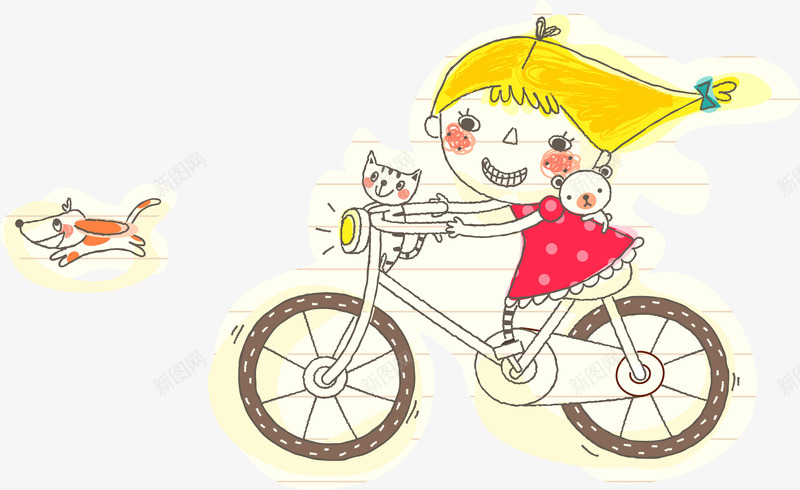儿童画风格骑车的小女孩追逐小狗矢量图ai免抠素材_新图网 https://ixintu.com 儿童画风格 单车 卡通自行车 小女孩 小狗 自行车 自行车手绘 自行车矢量 非机动车 矢量图