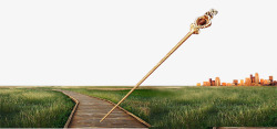 金色权杖素材地产广告元素木板上的权杖高清图片