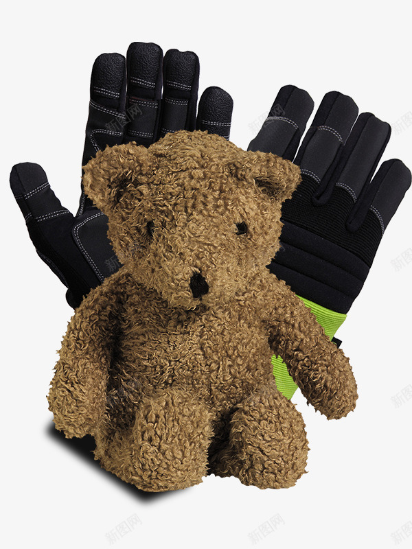 可爱的棕色小熊和黑色手套png免抠素材_新图网 https://ixintu.com 可爱风格 棕色小熊 毛绒玩具 黑色手套