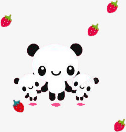 熊猫草莓素材