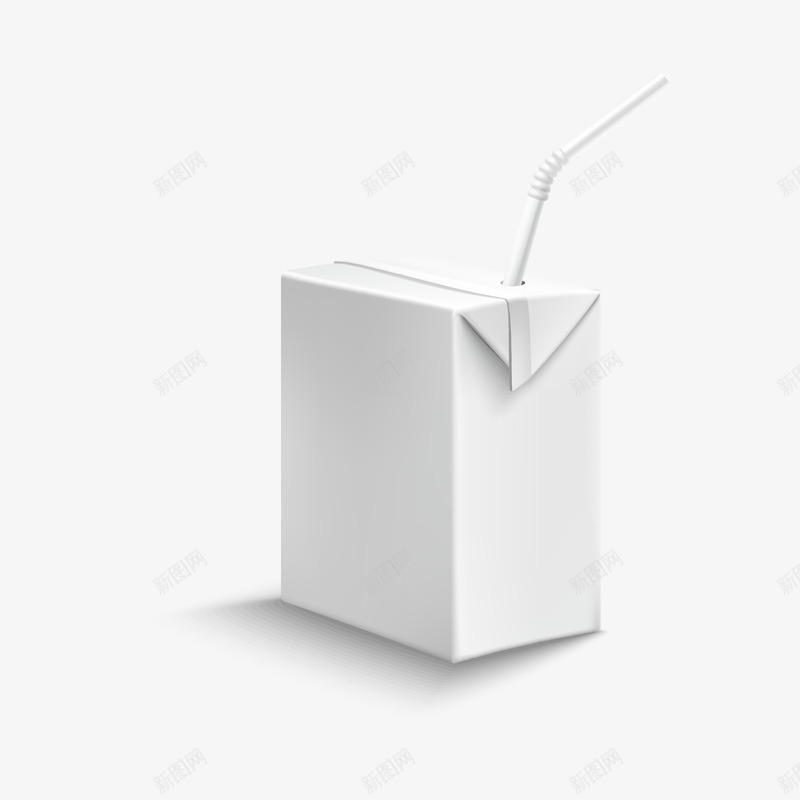 白色牛奶盒子png免抠素材_新图网 https://ixintu.com 吸管 牛奶 白色空白盒子
