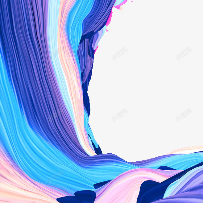 海浪png免抠素材_新图网 https://ixintu.com 圆形 手绘 浪花 海水 紫蓝色 边框装饰