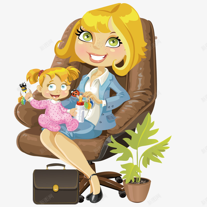 坐在沙发上的母女png免抠素材_新图网 https://ixintu.com 妇女节 母与女 母女 沙发