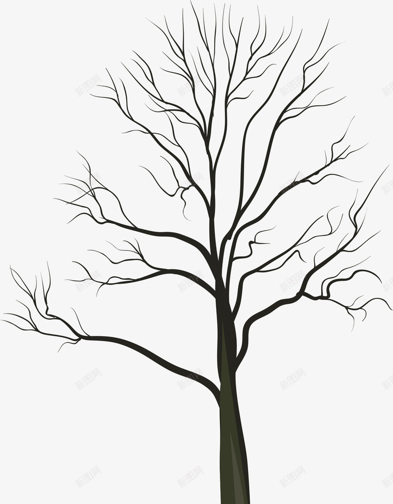 手绘枯树矢量图ai免抠素材_新图网 https://ixintu.com AI 一棵枯树 卡通 手绘 手绘立面干枯树 枯树 树干 树木 矢量图 线条 黑色