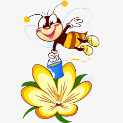 采花蜜卡通可爱小蜜蜂采花蜜高清图片