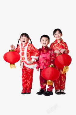 小孩拿灯笼素材